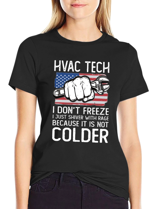 HVAC Tech T-Shirt - American Flag Wrench Design