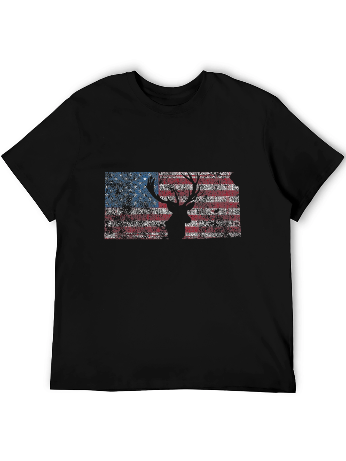 American Flag Deer Silhouette Graphic Tee - Patriotic Style