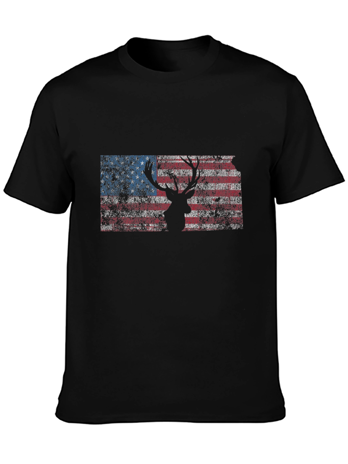 American Flag Deer Silhouette Graphic Tee - Patriotic Style