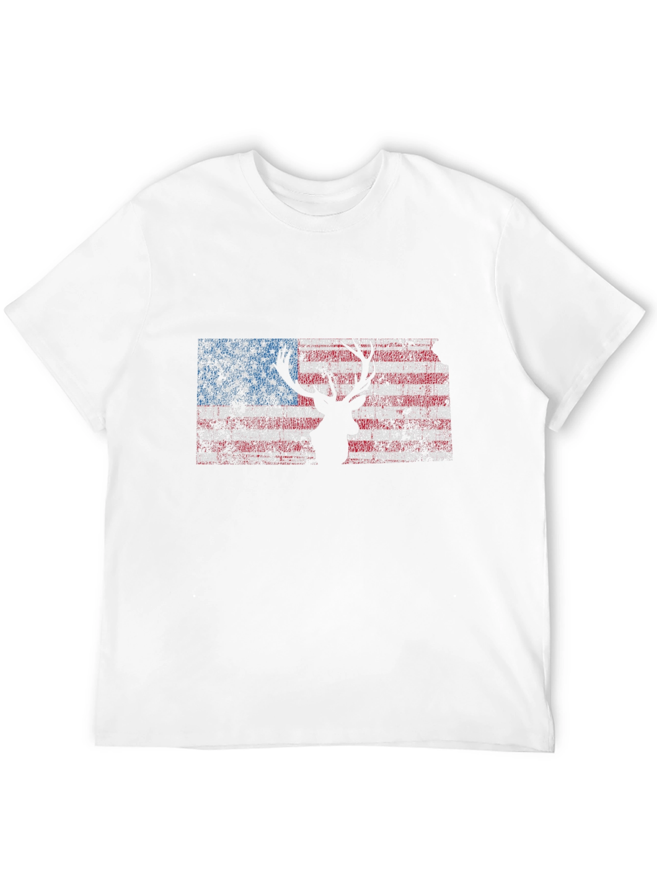 American Flag Deer Silhouette Graphic Tee - Patriotic Style