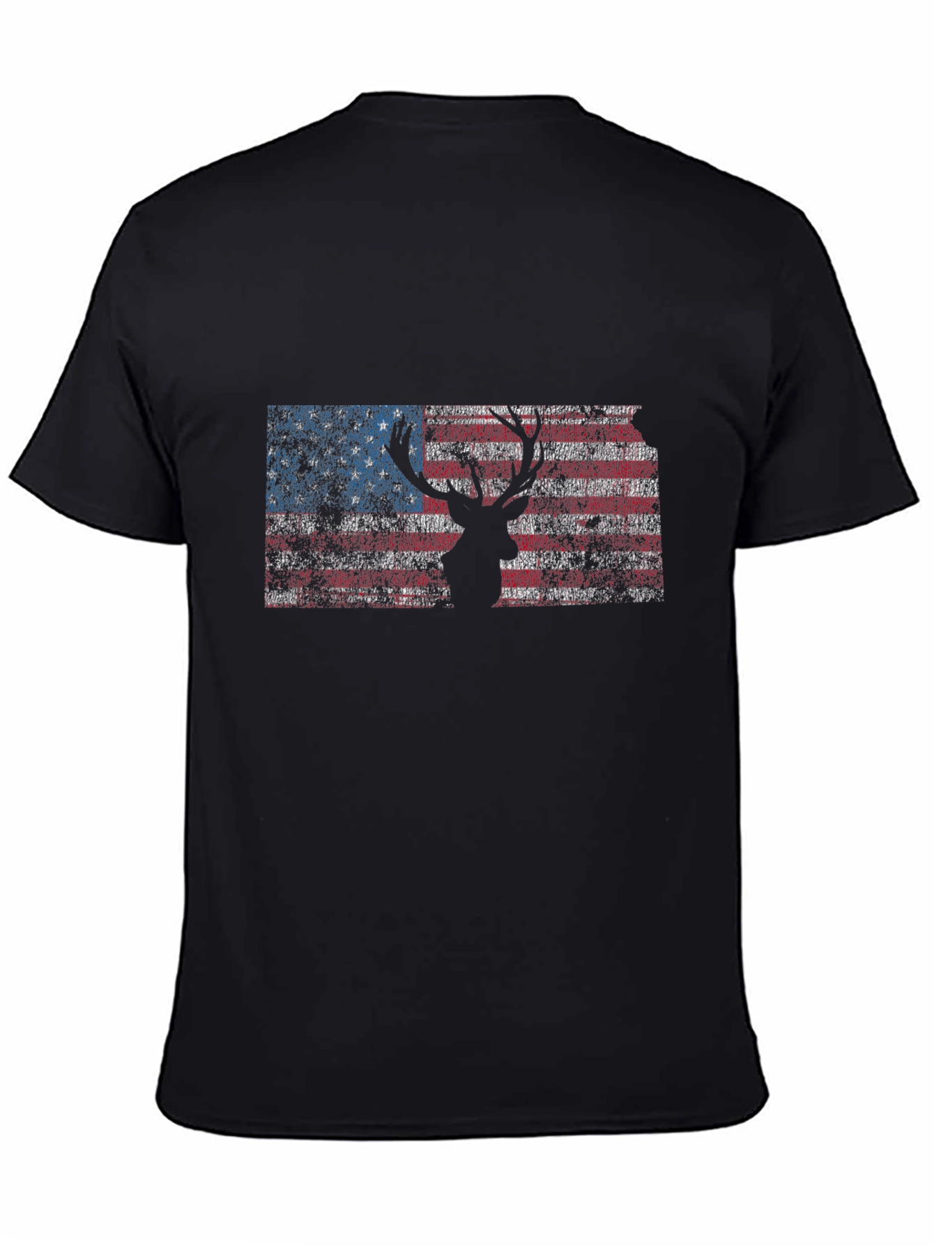 American Flag Deer Silhouette Graphic Tee - Patriotic Style
