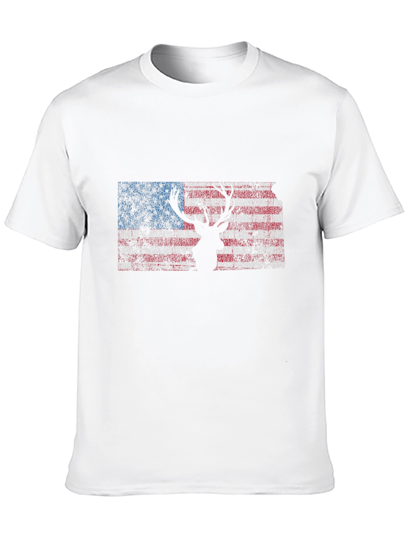 American Flag Deer Silhouette Graphic Tee - Patriotic Style