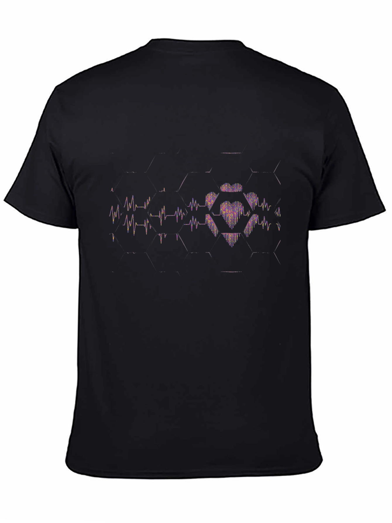 Heartbeat Hex Graphic Black T-Shirt