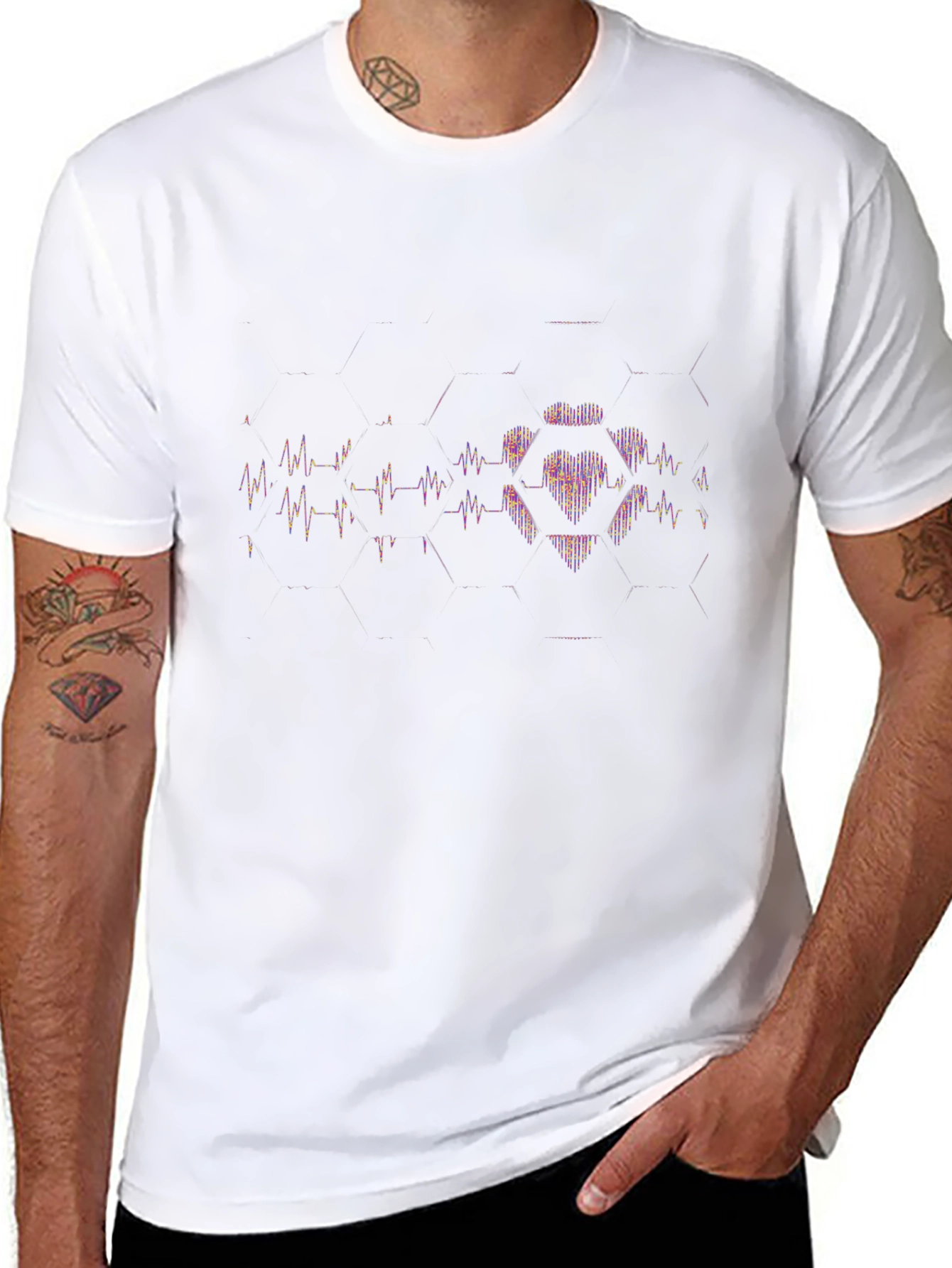 Heartbeat Hex Graphic Black T-Shirt