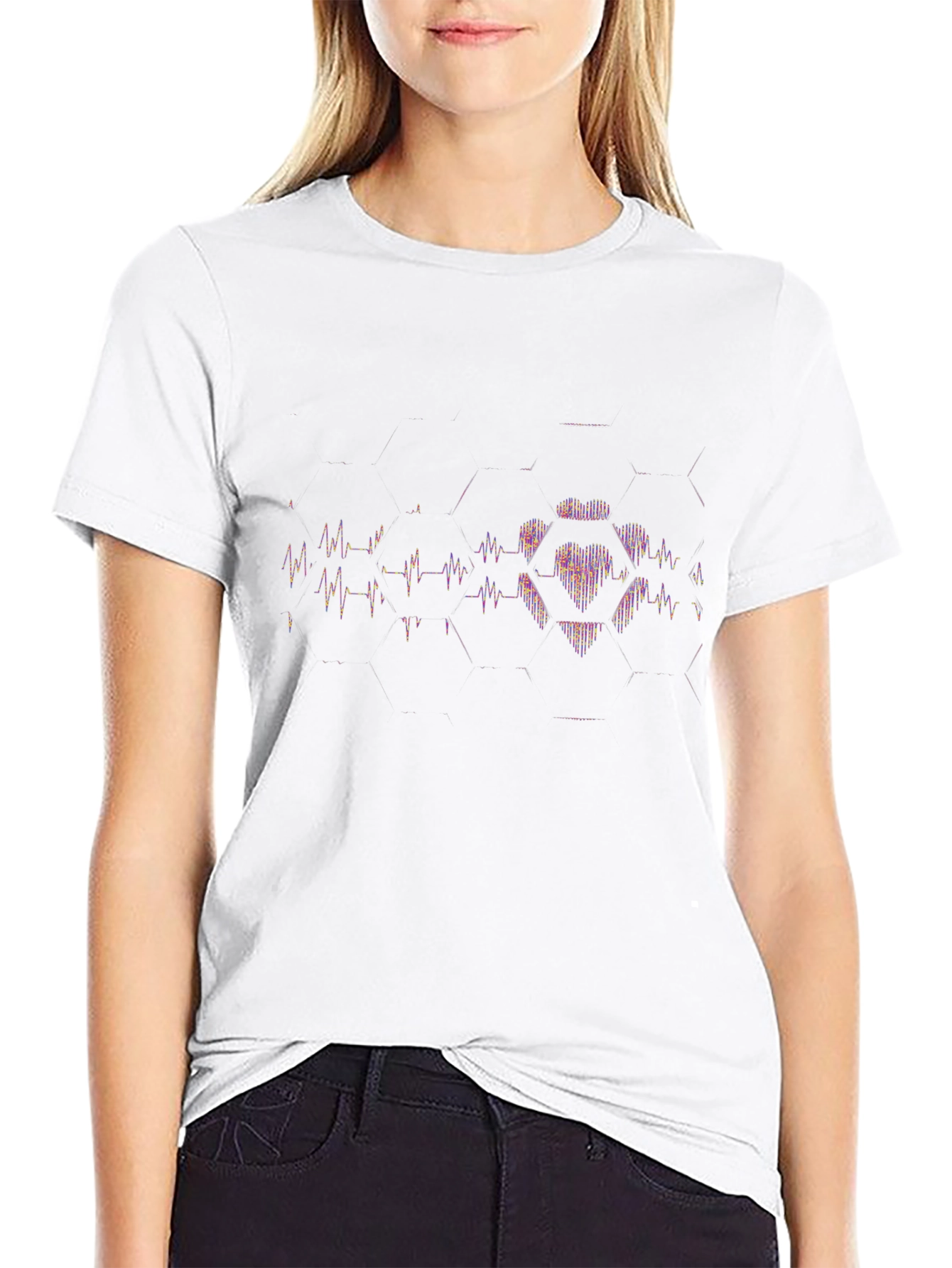 Heartbeat Hex Graphic Black T-Shirt