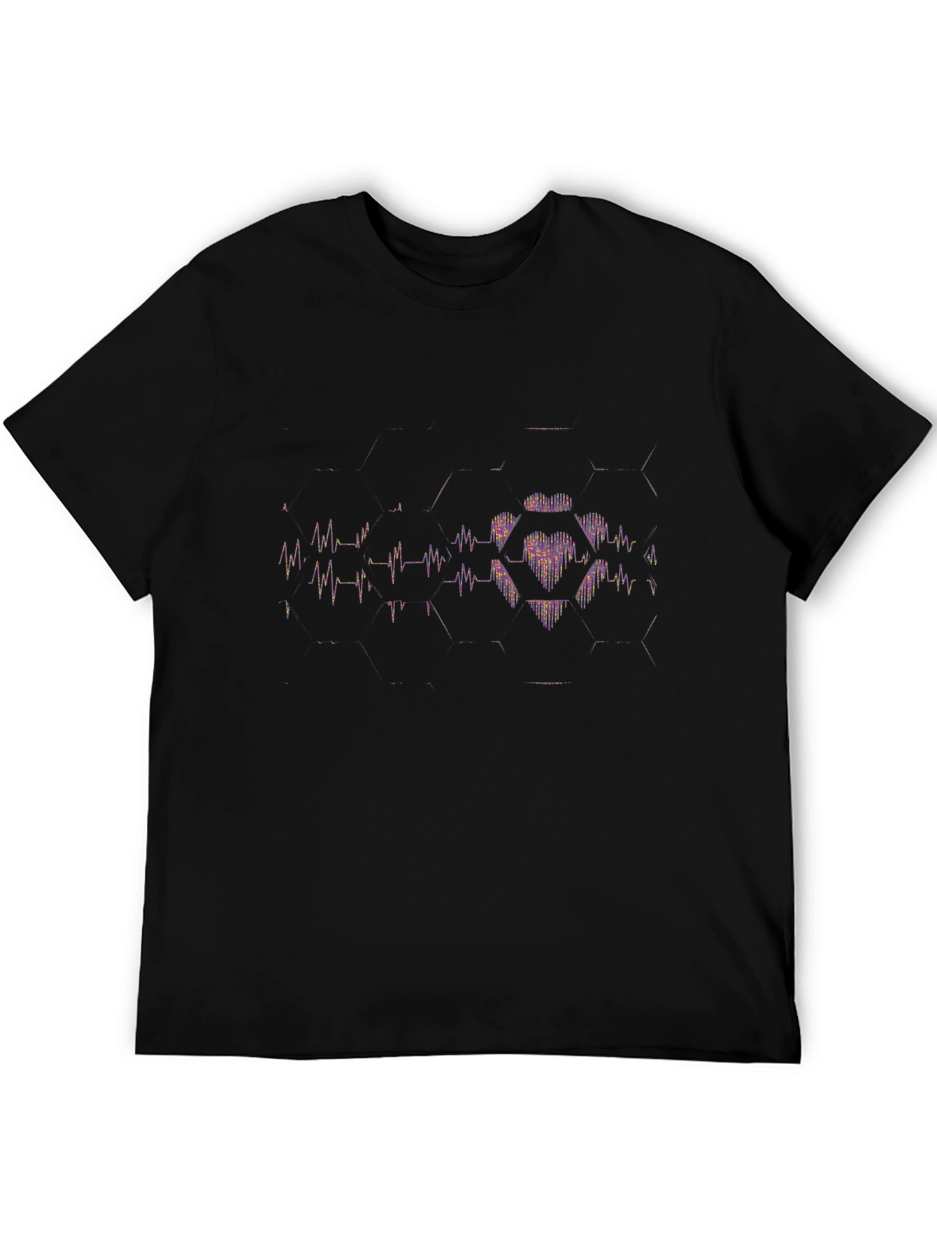 Heartbeat Hex Graphic Black T-Shirt