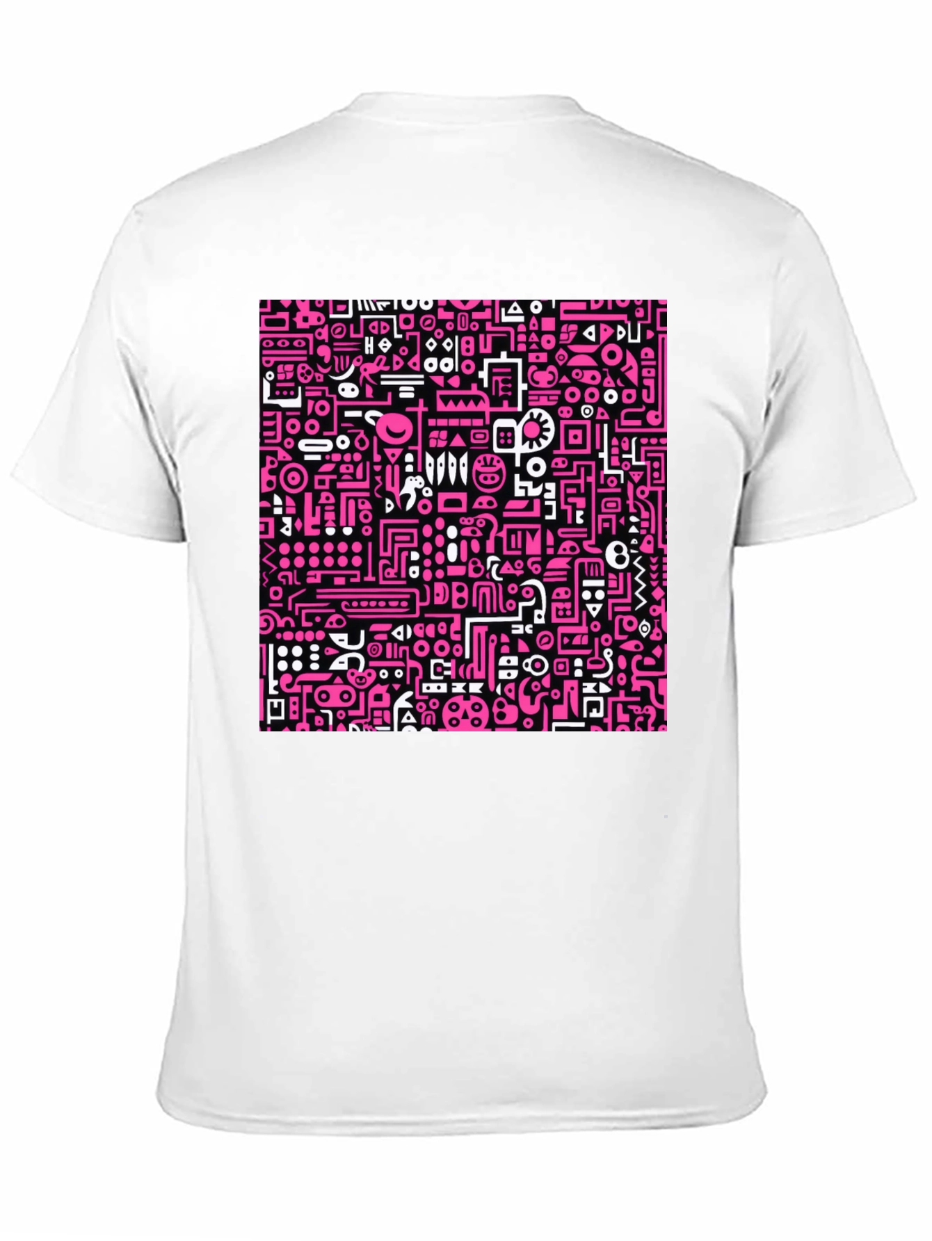 Abstract Pink & White Graphic Black T-Shirt