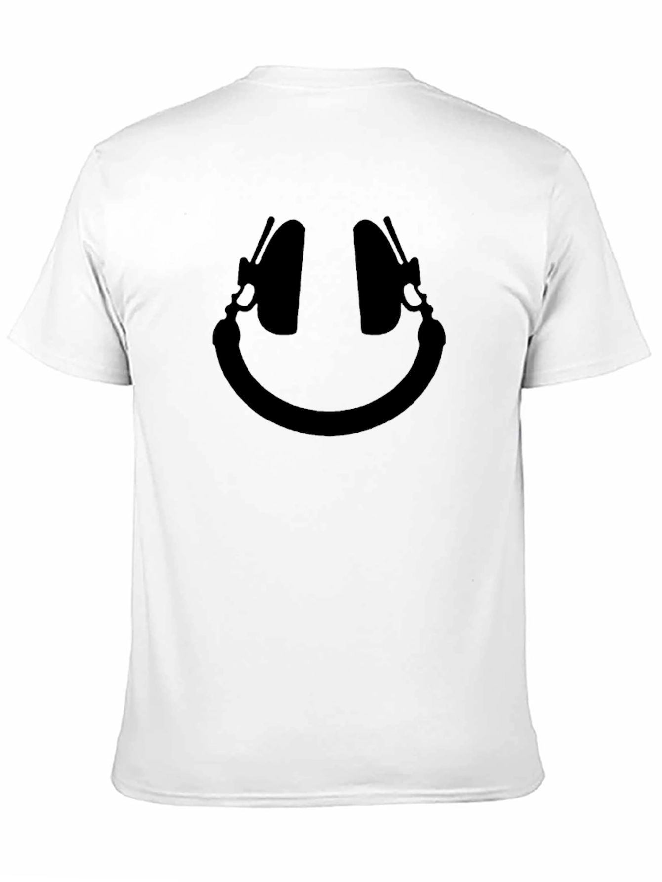 Headphone Smiley Face Black T-Shirt