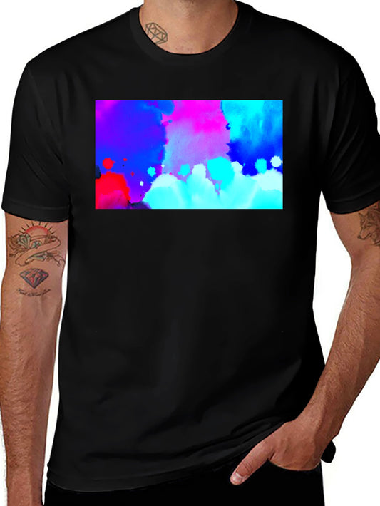 Abstract Watercolor Graphic Black T-Shirt