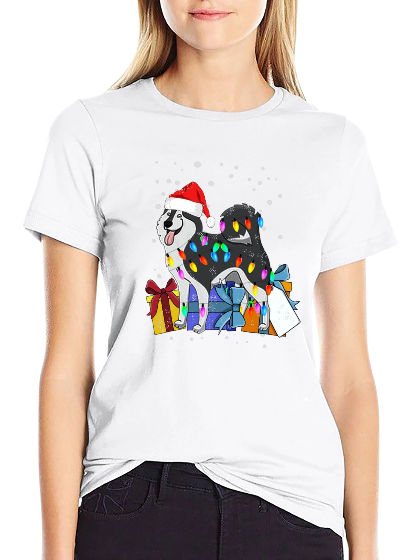 Husky Christmas Lights T-Shirt