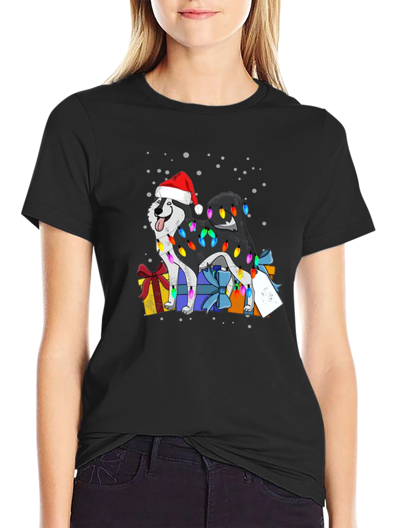 Husky Christmas Lights T-Shirt