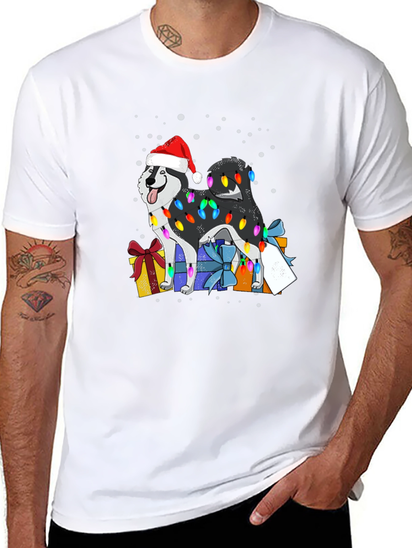 Husky Christmas Lights T-Shirt