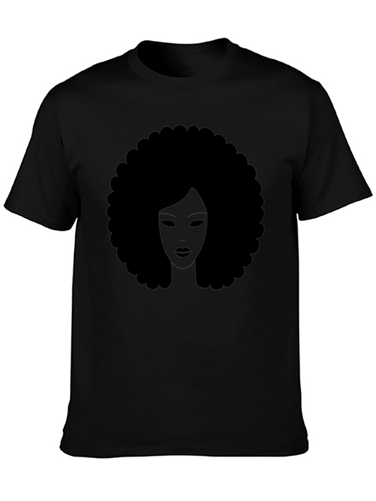 Afro Woman Graphic Tee - Stylish Black T-Shirt