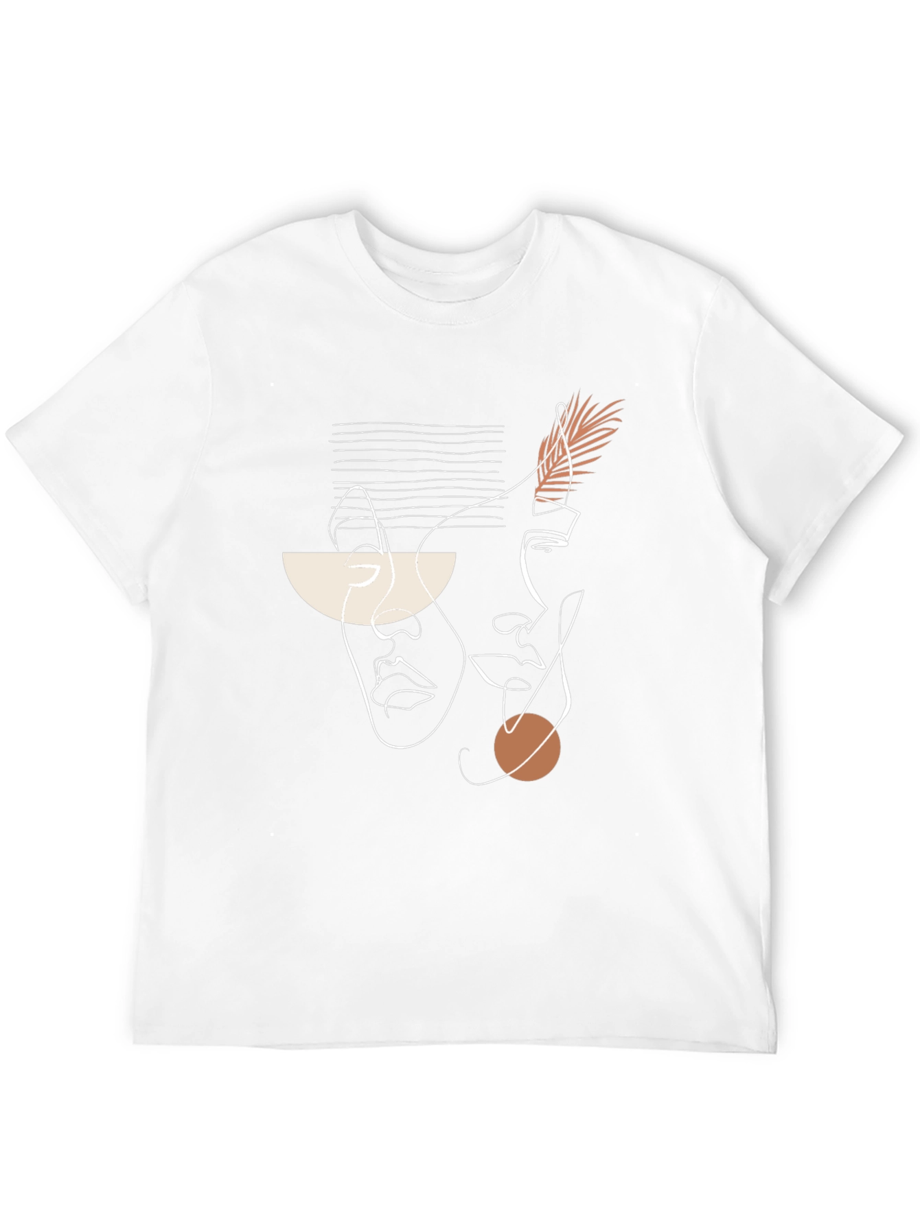 Abstract Face Line Art Black T-Shirt
