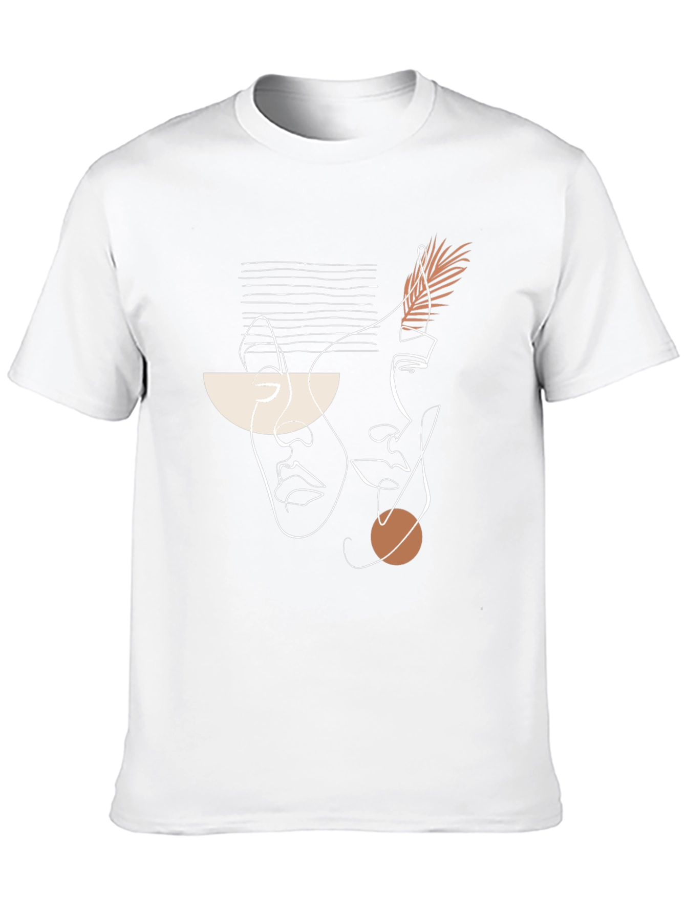 Abstract Face Line Art Black T-Shirt