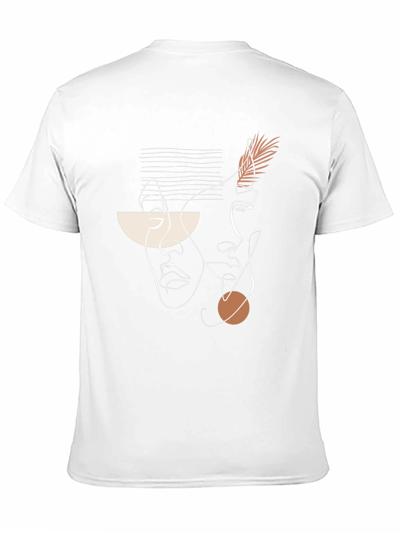 Abstract Face Line Art Black T-Shirt