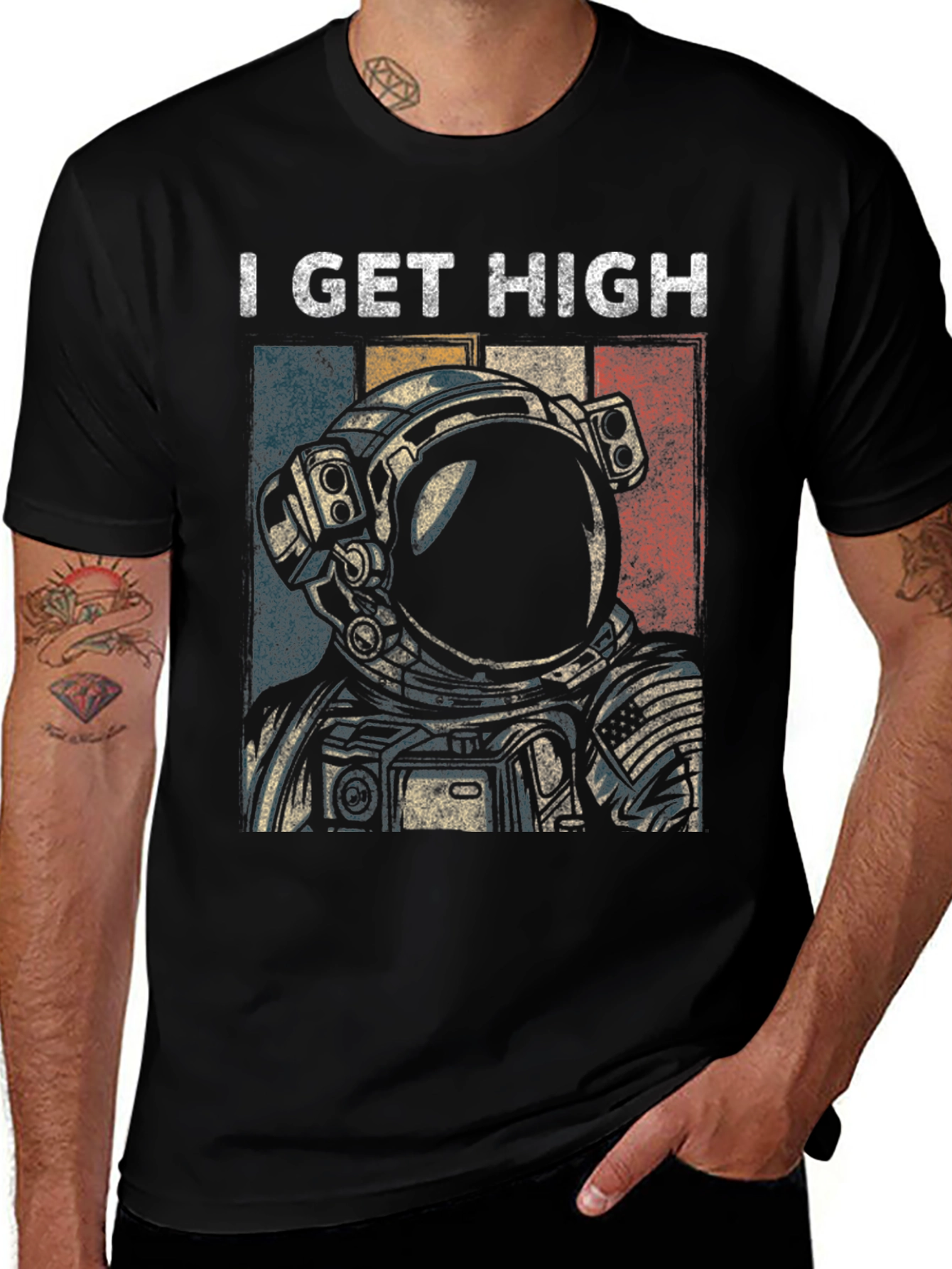 I Get High Astronaut Graphic T-Shirt