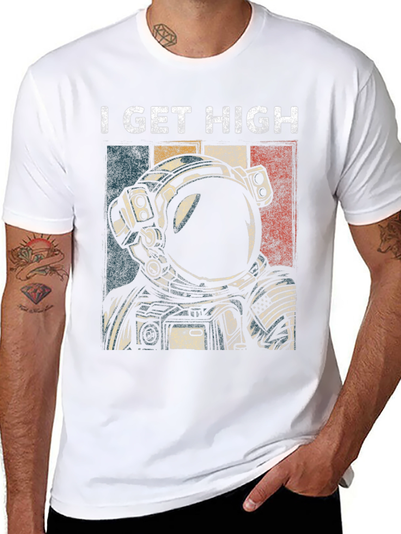 I Get High Astronaut Graphic T-Shirt