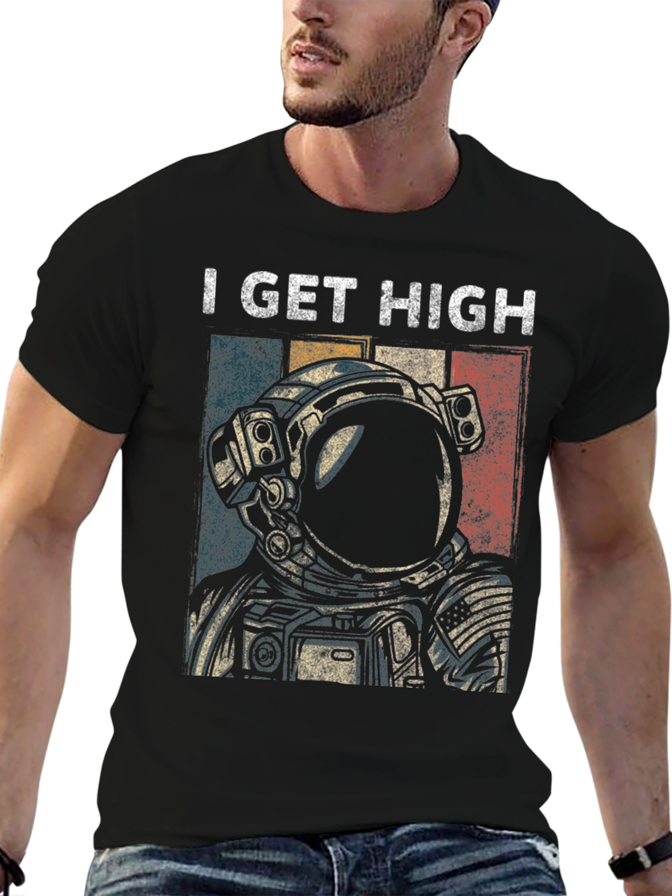 I Get High Astronaut Graphic T-Shirt