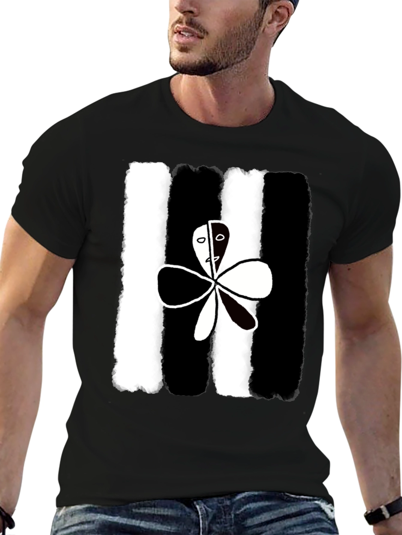 Abstract Yin Yang Flower Graphic Tee