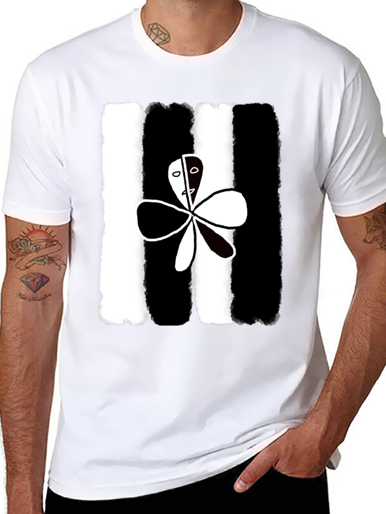 Abstract Yin Yang Flower Graphic Tee
