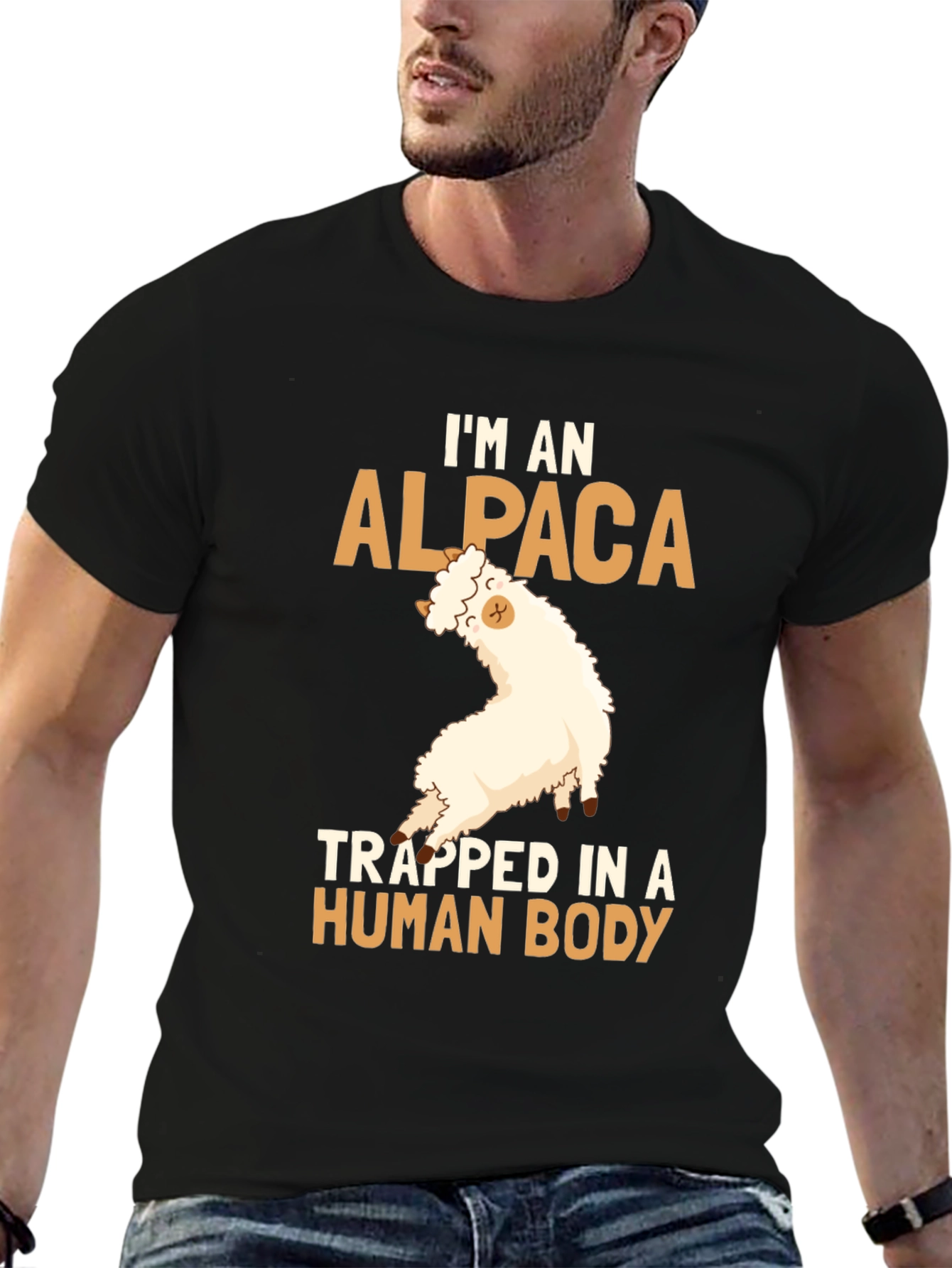 Alpaca in Human Body Funny T-Shirt