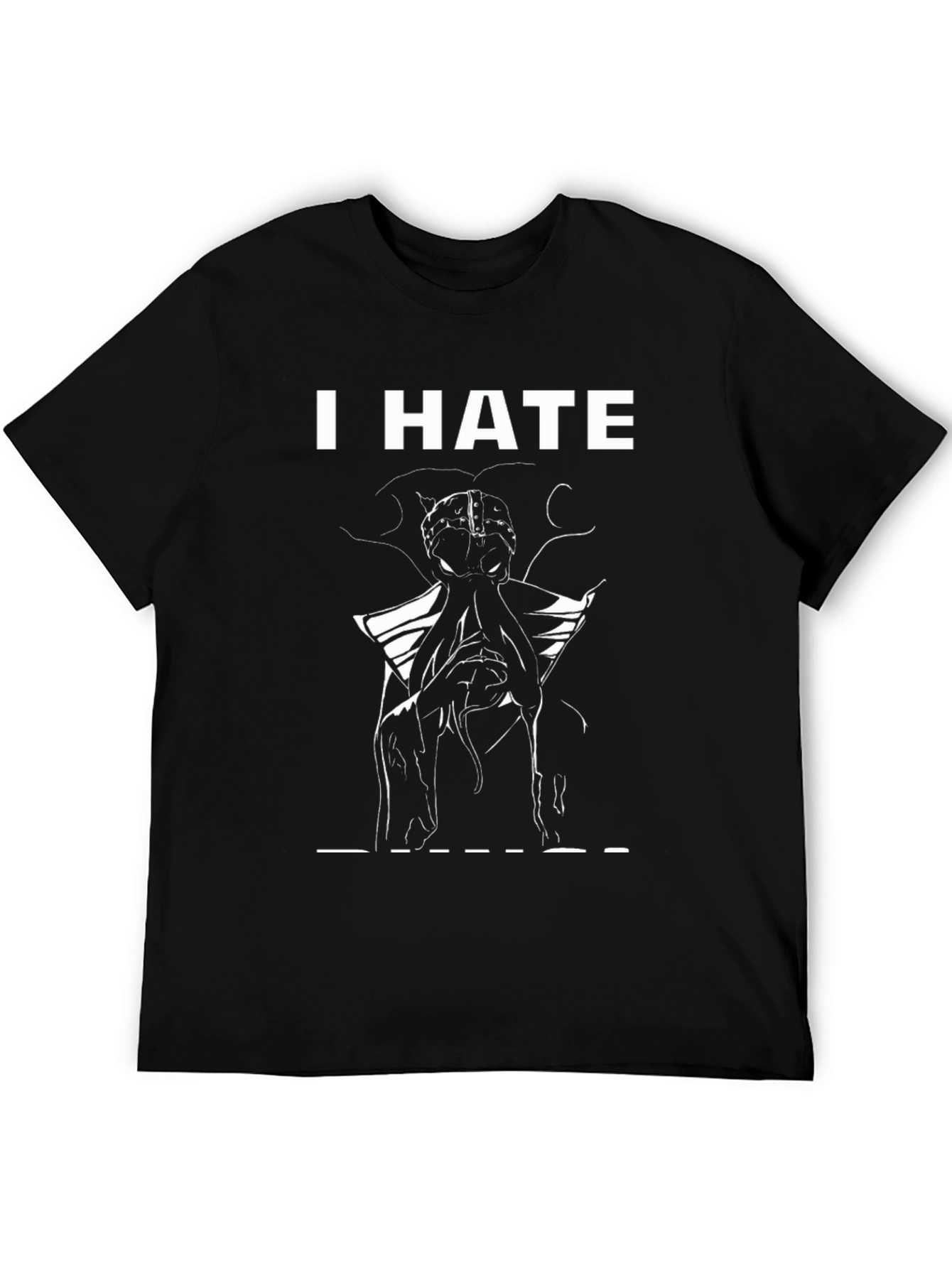 I HATE Brain Octopus Tee - Black Graphic T-Shirt