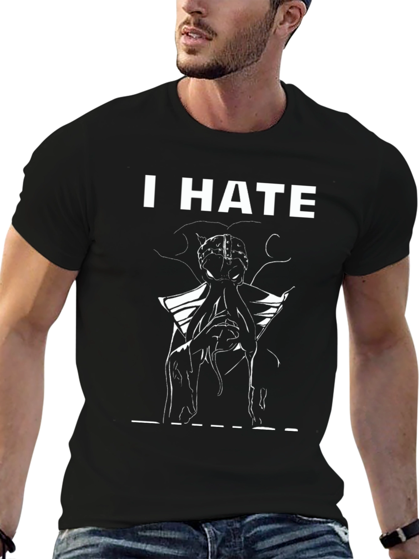 I HATE Brain Octopus Tee - Black Graphic T-Shirt