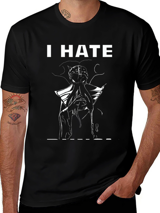 I HATE Brain Octopus Tee - Black Graphic T-Shirt