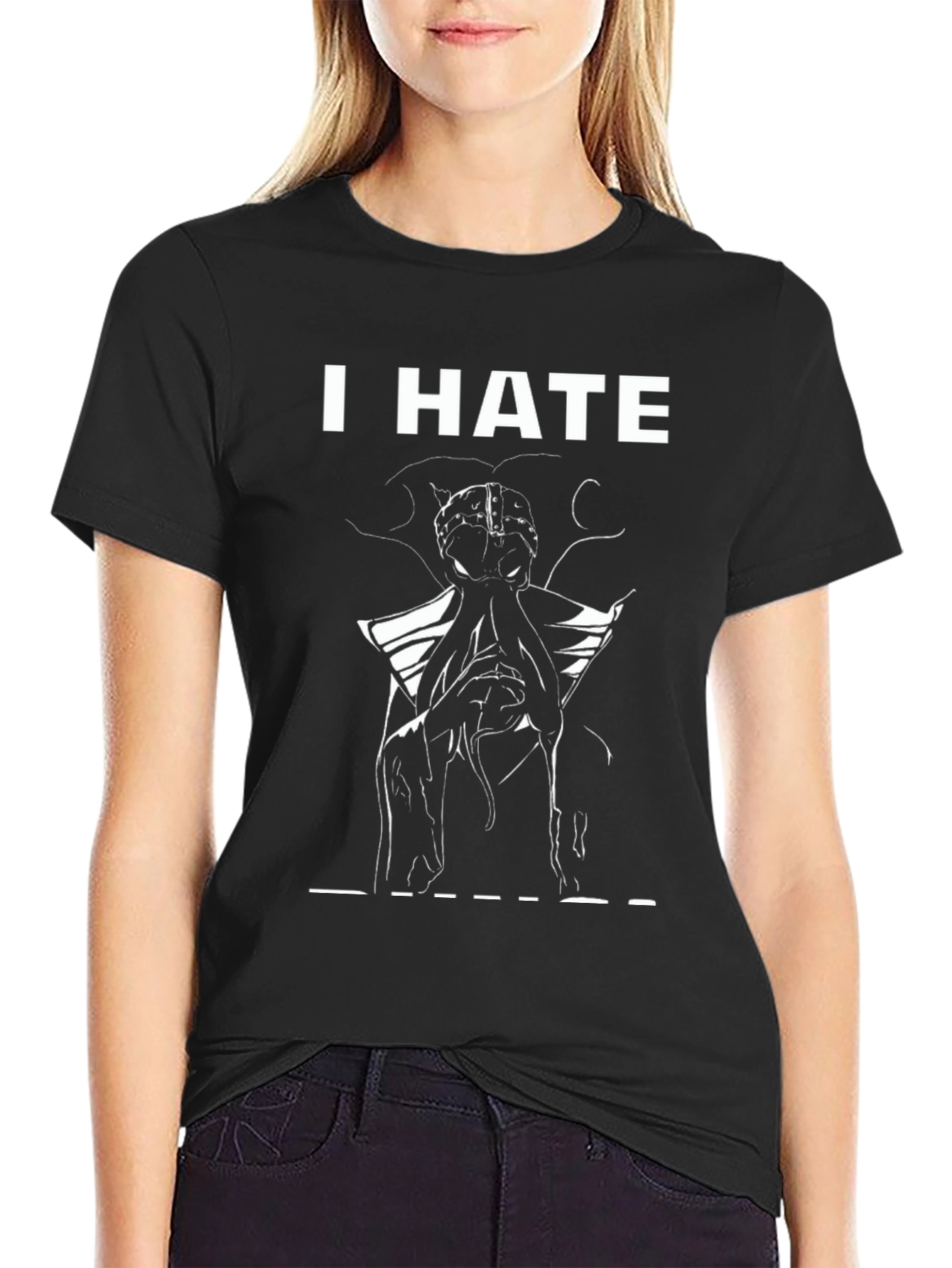 I HATE Brain Octopus Tee - Black Graphic T-Shirt