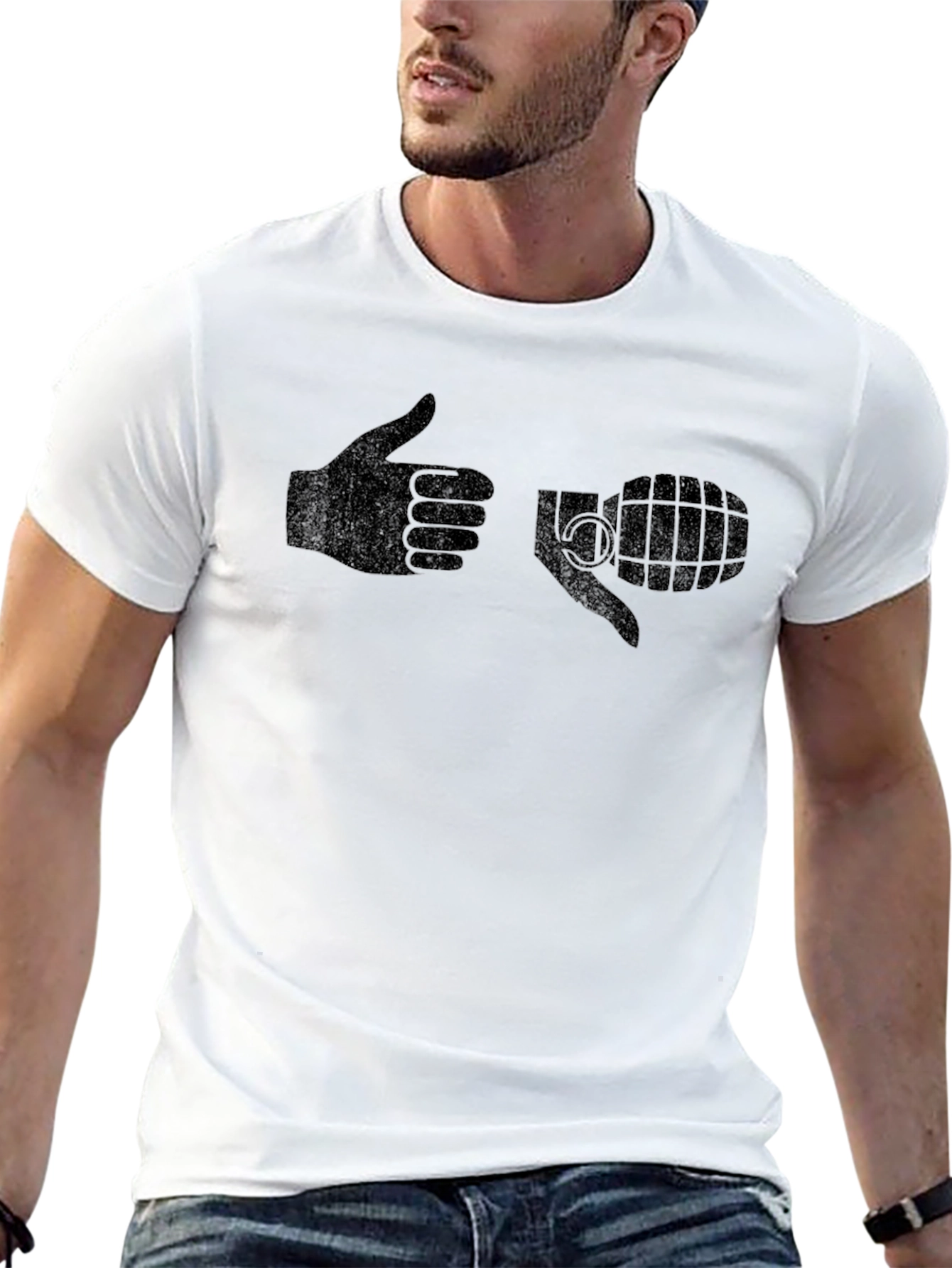 Humorous Hand Grenade Graphic T-Shirt