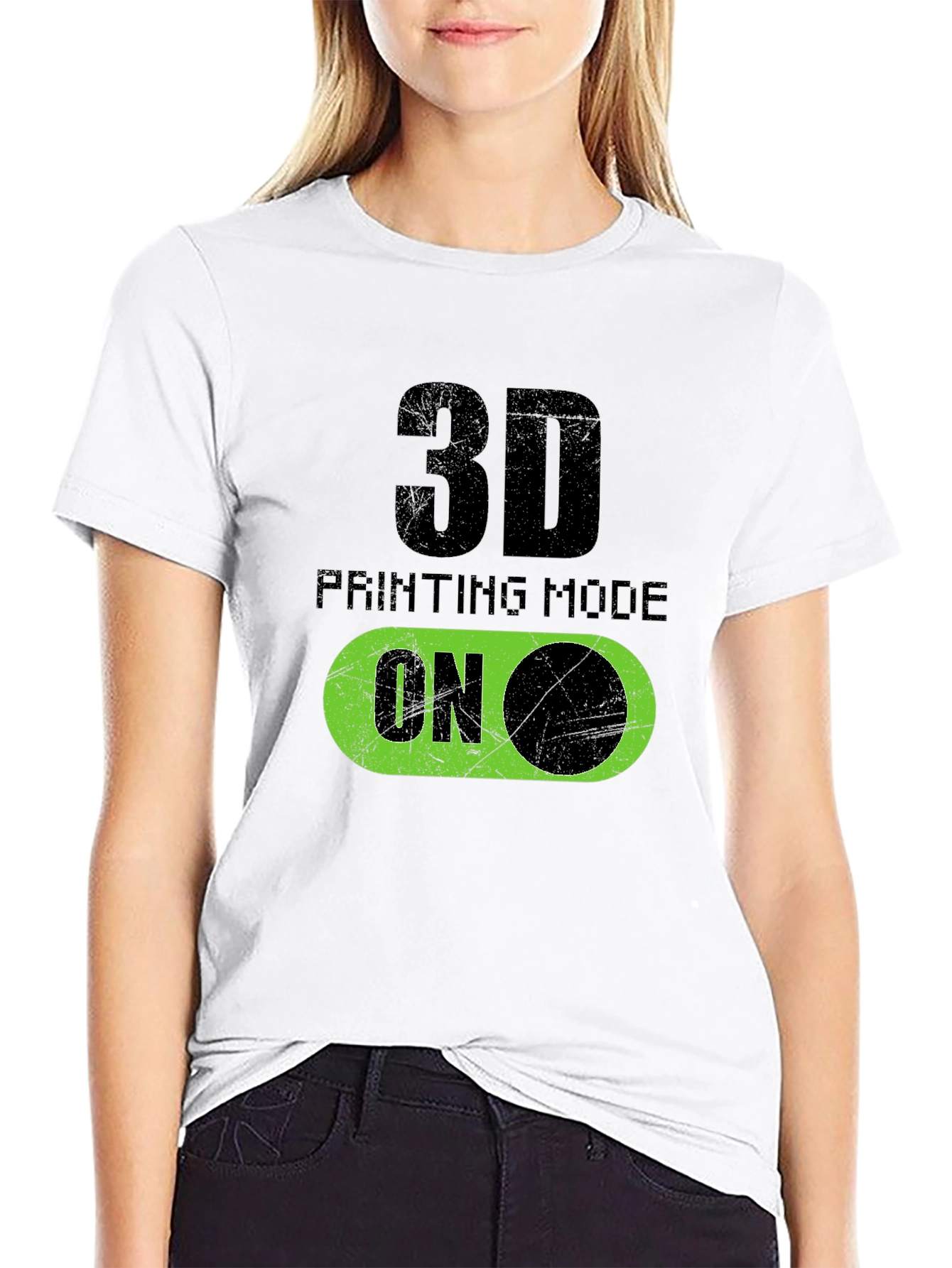 3D Printing Mode On Graphic T-Shirt
