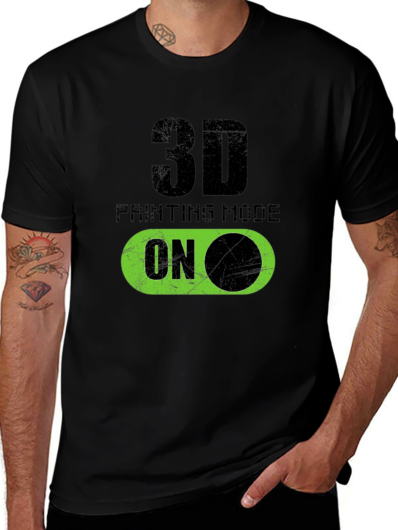 3D Printing Mode On Graphic T-Shirt