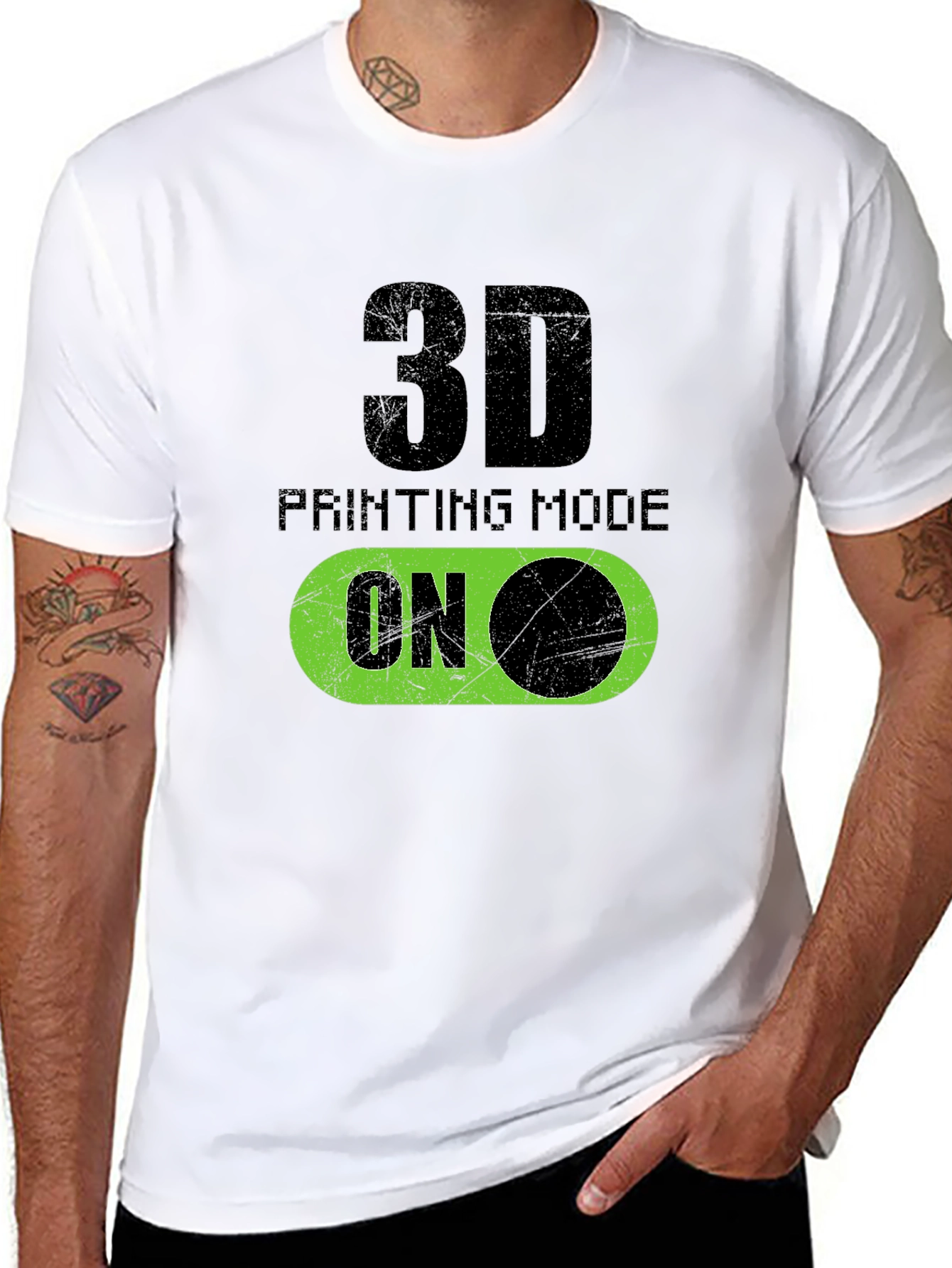 3D Printing Mode On Graphic T-Shirt
