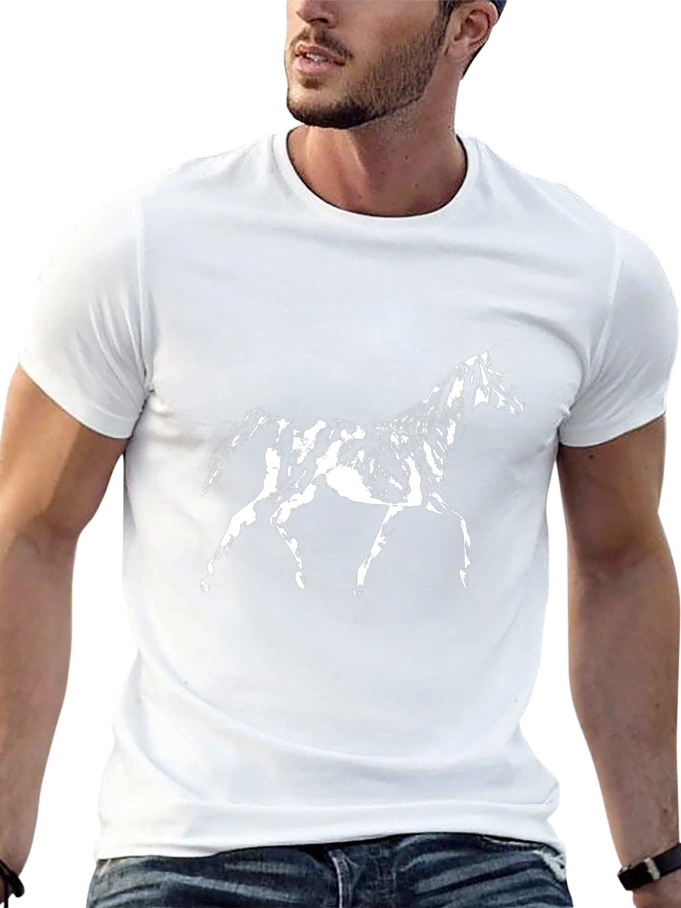 Horse Graphic Print Black T-Shirt