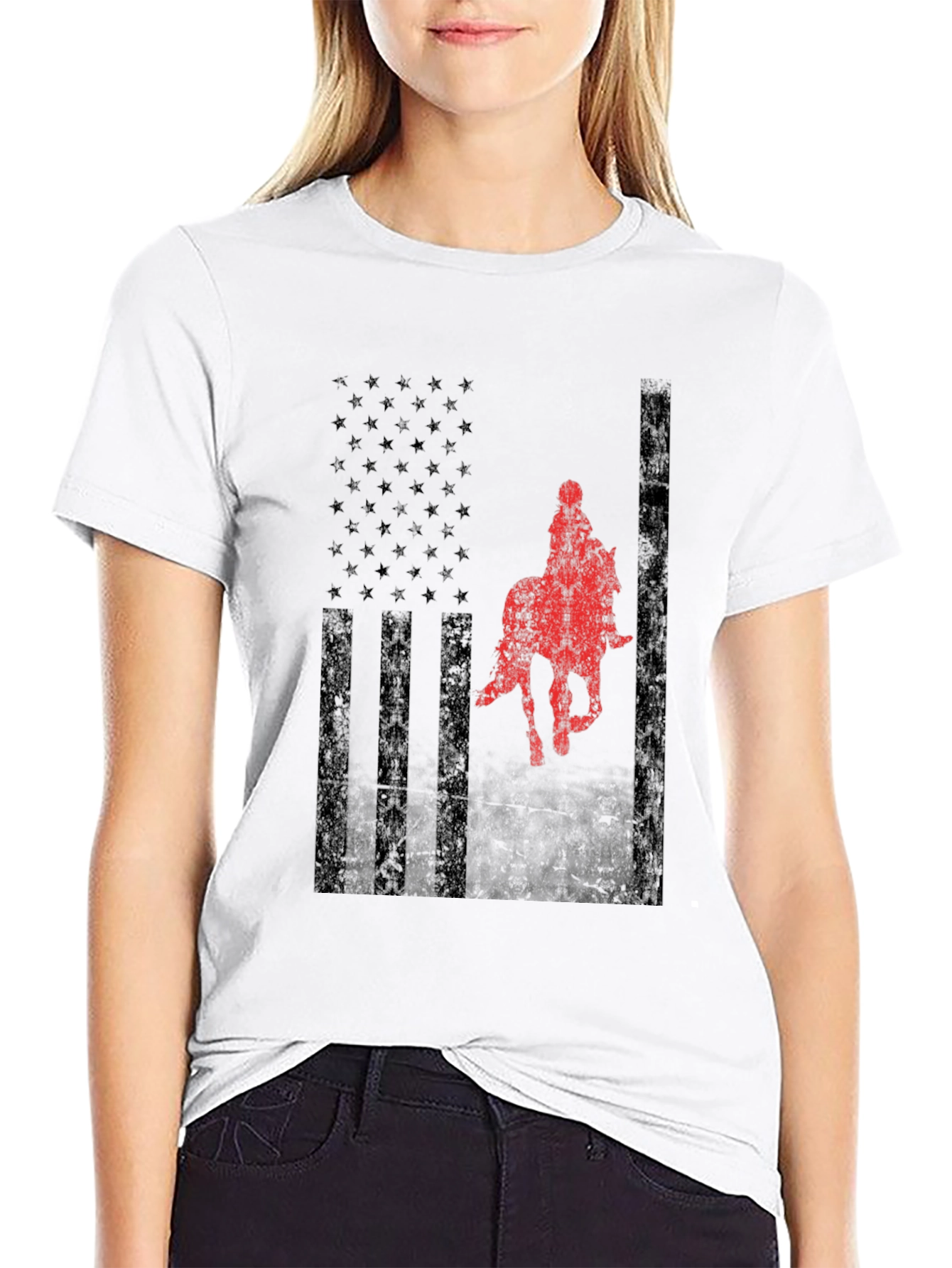 American Flag Horse Rider Graphic Tee