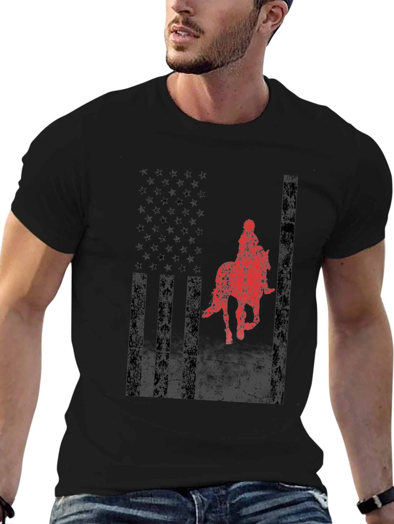 American Flag Horse Rider Graphic Tee
