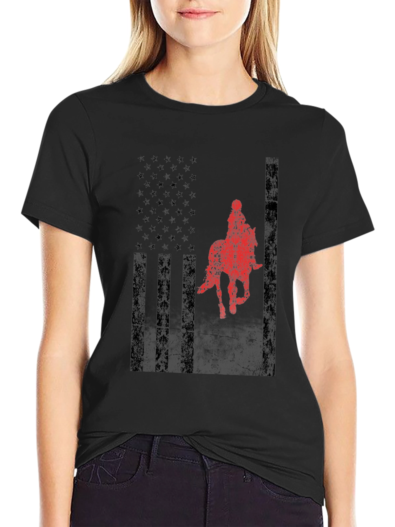 American Flag Horse Rider Graphic Tee