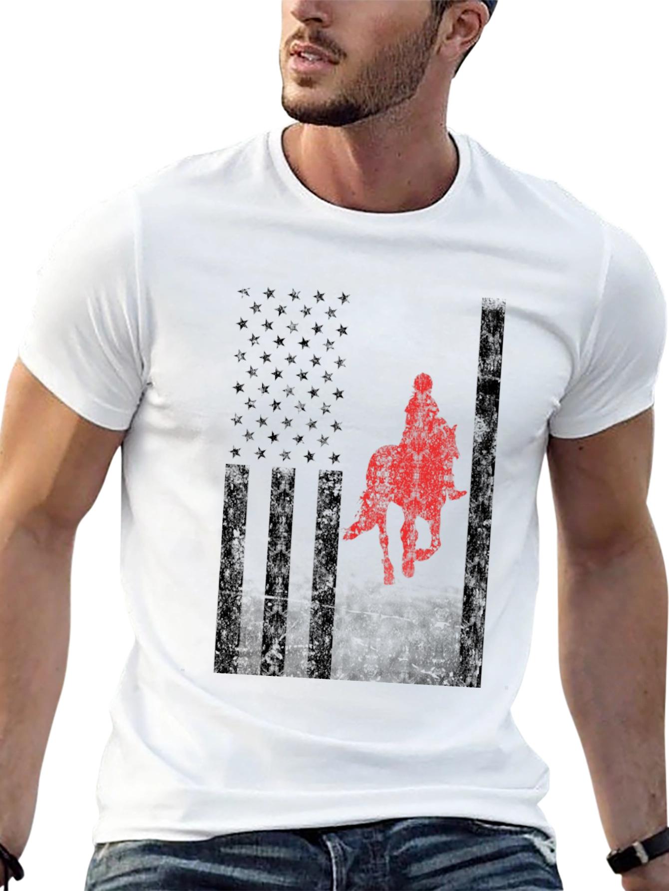 American Flag Horse Rider Graphic Tee