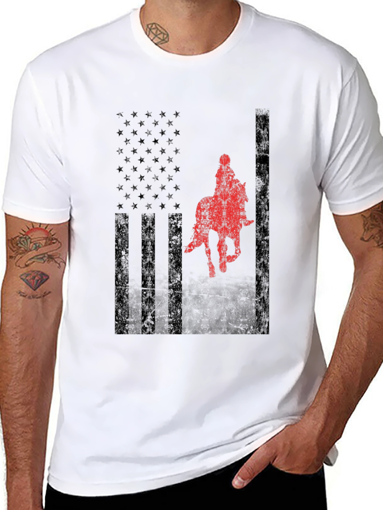 American Flag Horse Rider Graphic Tee