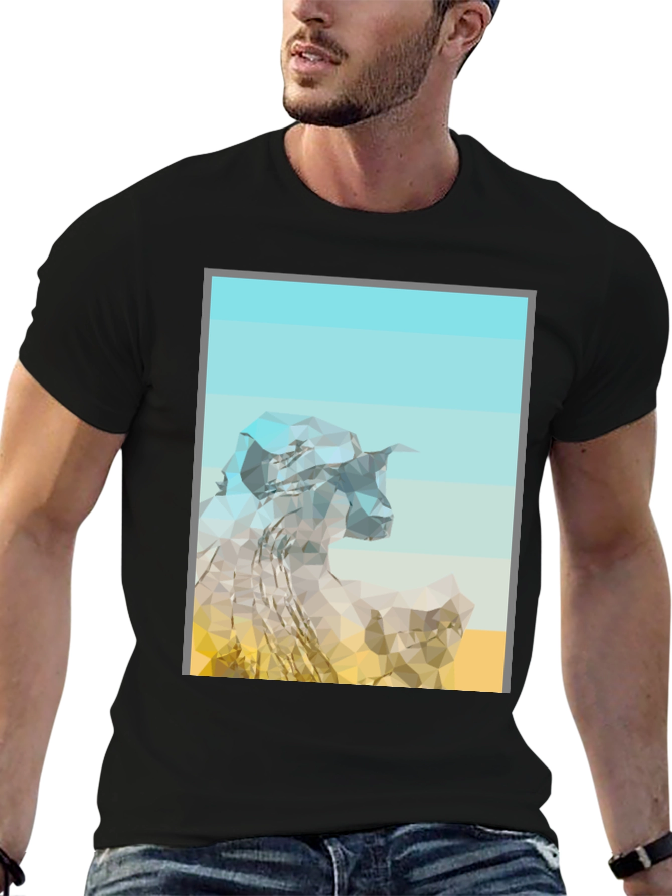 Abstract Mountain Graphic Tee - Modern Black T-Shirt