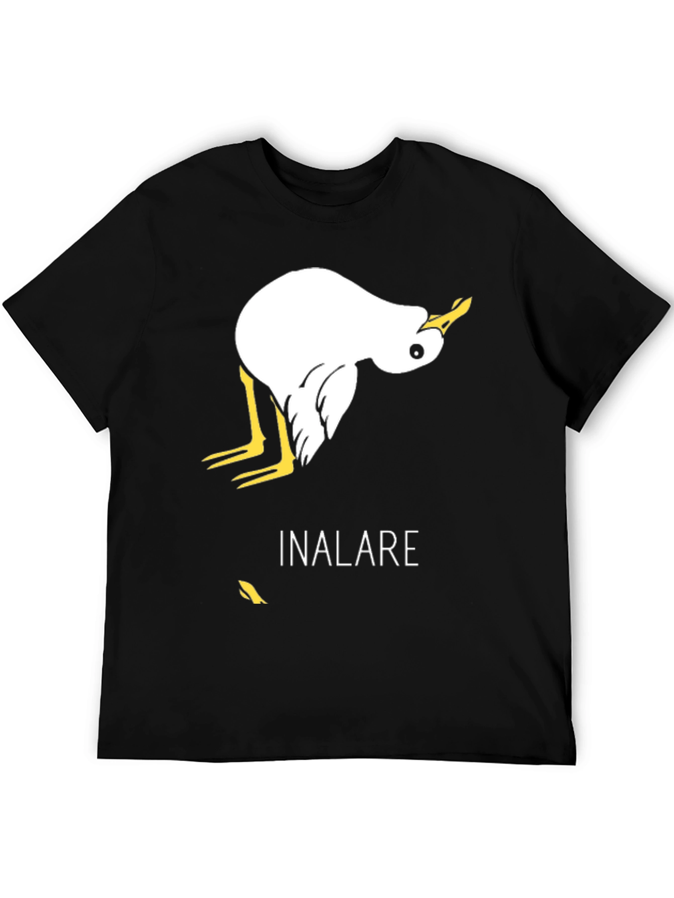 Humorous Inalare Upside Down Bird Graphic T-Shirt