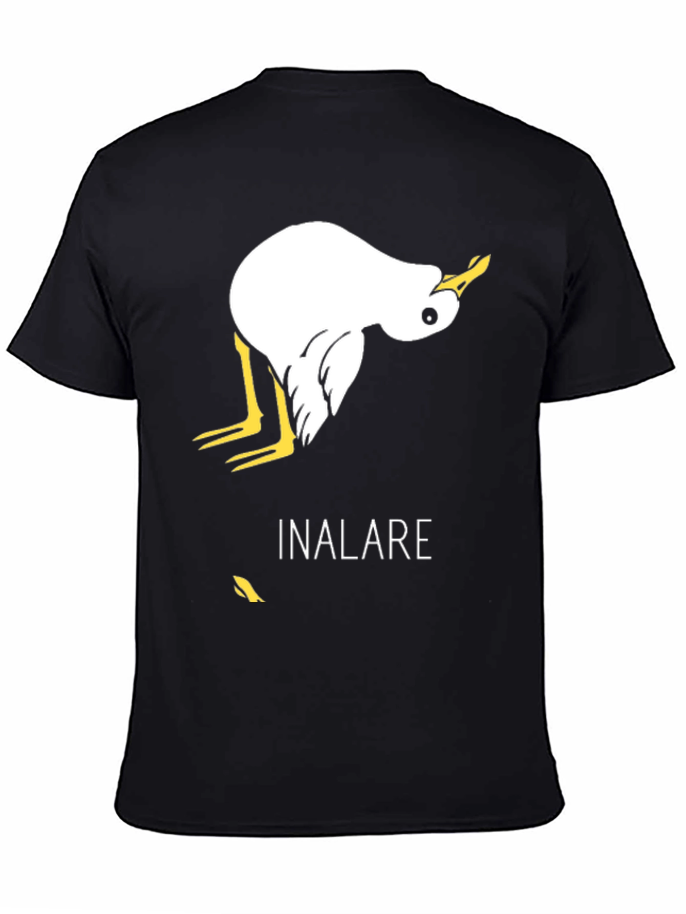 Humorous Inalare Upside Down Bird Graphic T-Shirt
