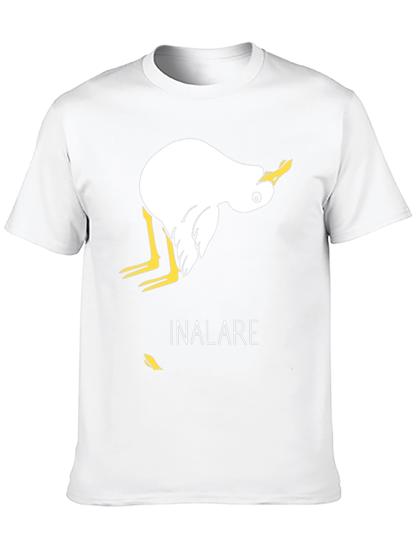 Humorous Inalare Upside Down Bird Graphic T-Shirt