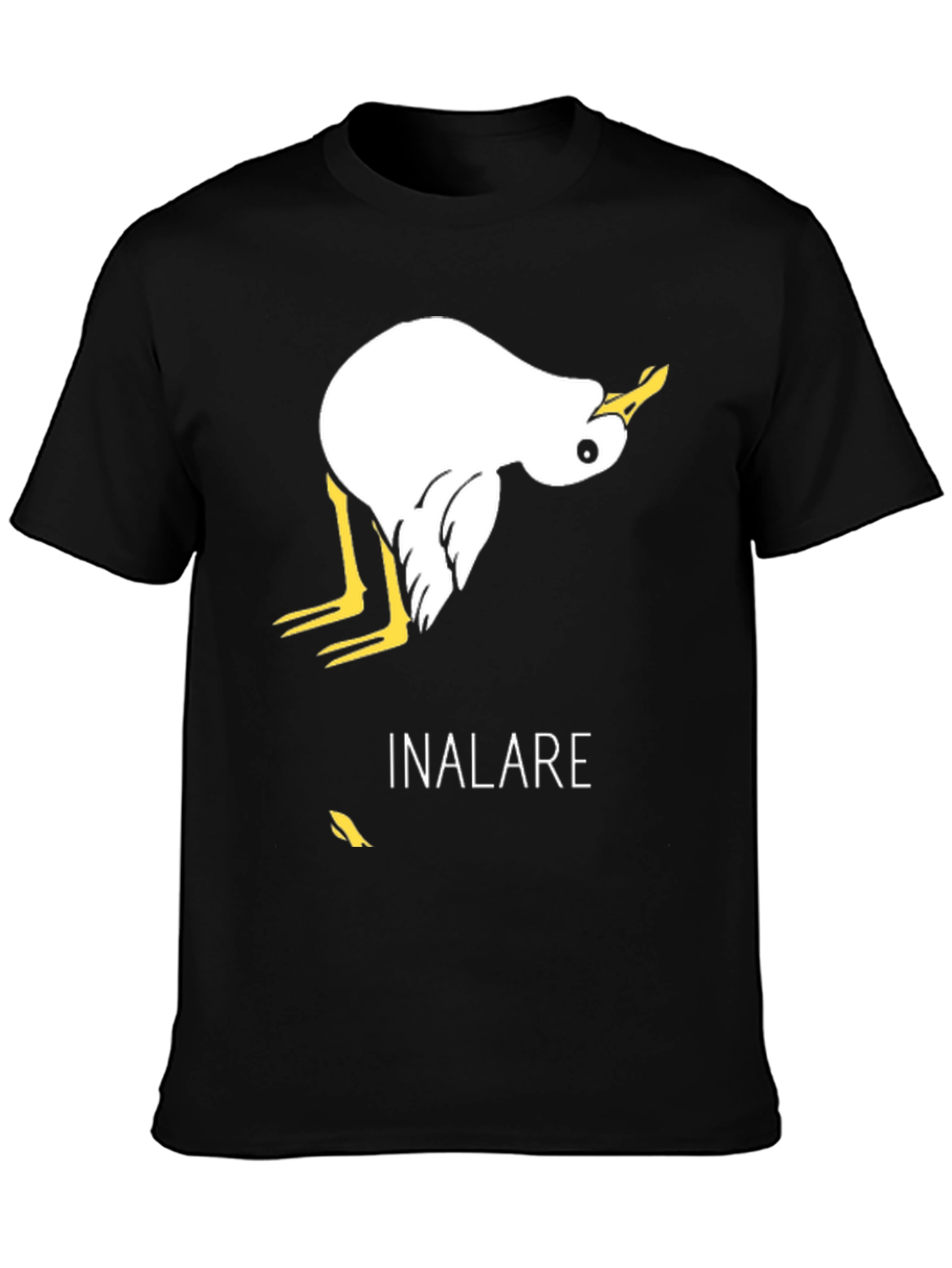 Humorous Inalare Upside Down Bird Graphic T-Shirt