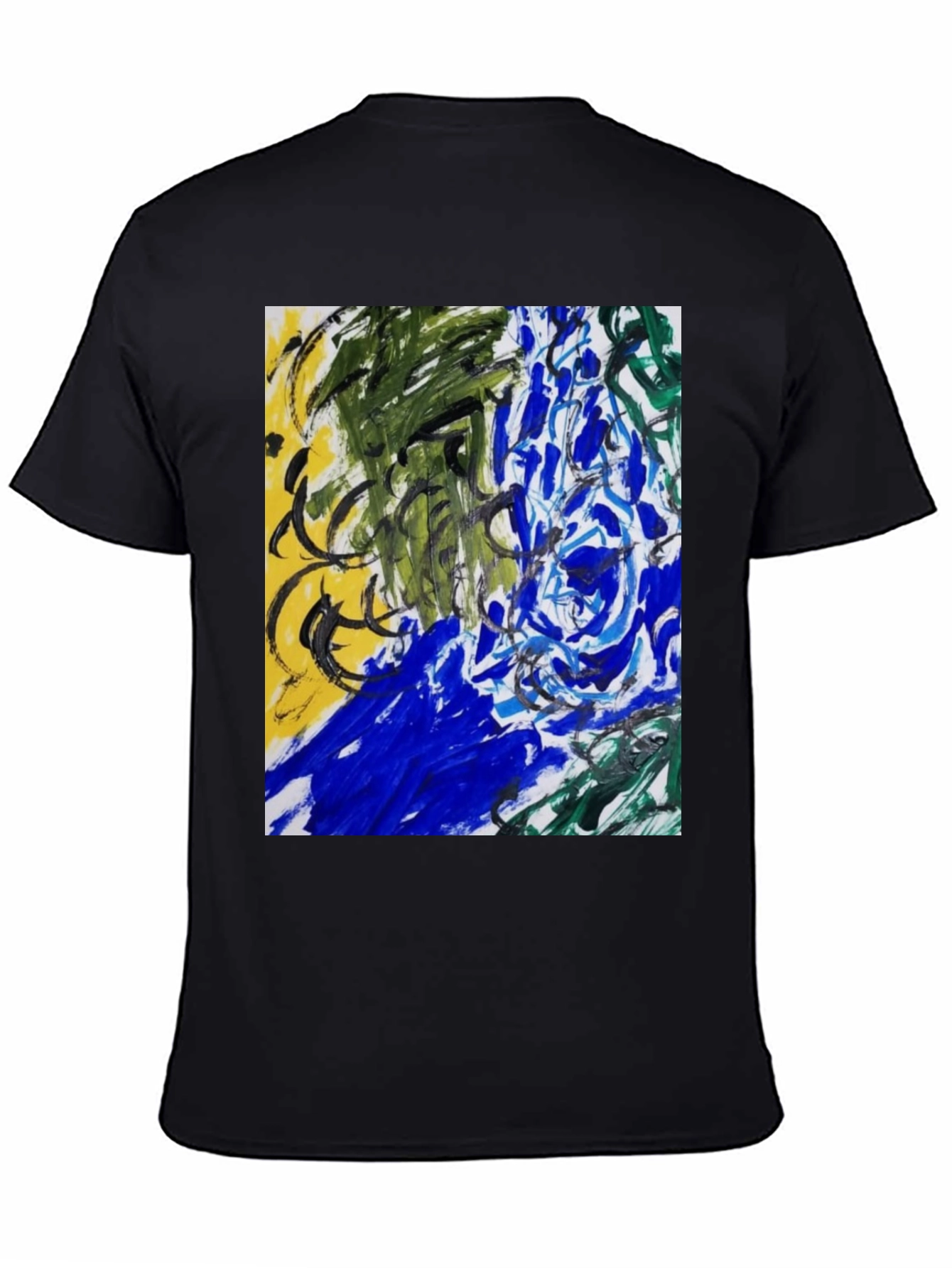 Abstract Art Graphic Tee - Modern Art Black T-Shirt