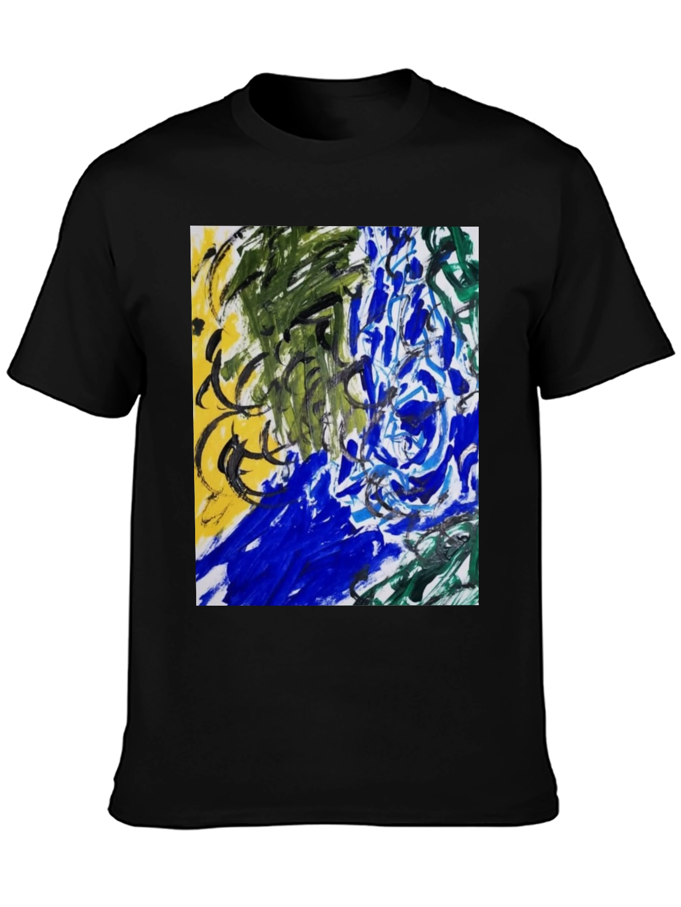 Abstract Art Graphic Tee - Modern Art Black T-Shirt
