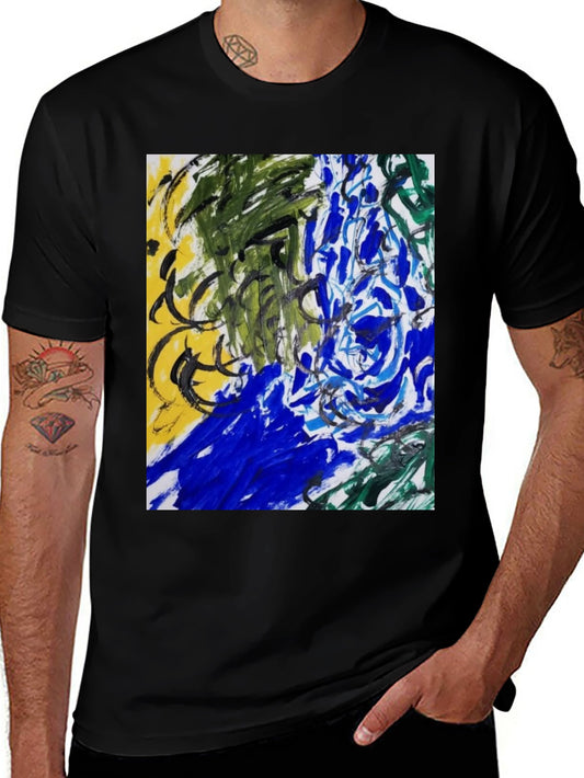 Abstract Art Graphic Tee - Modern Art Black T-Shirt