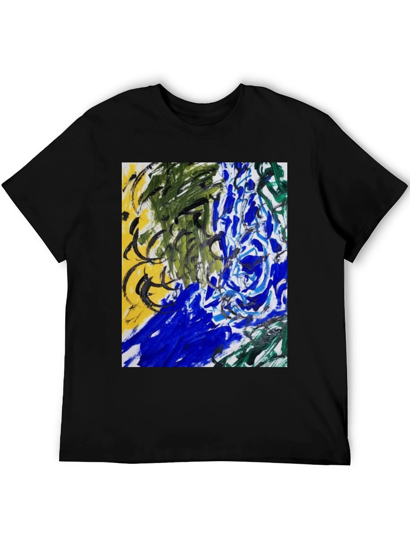 Abstract Art Graphic Tee - Modern Art Black T-Shirt
