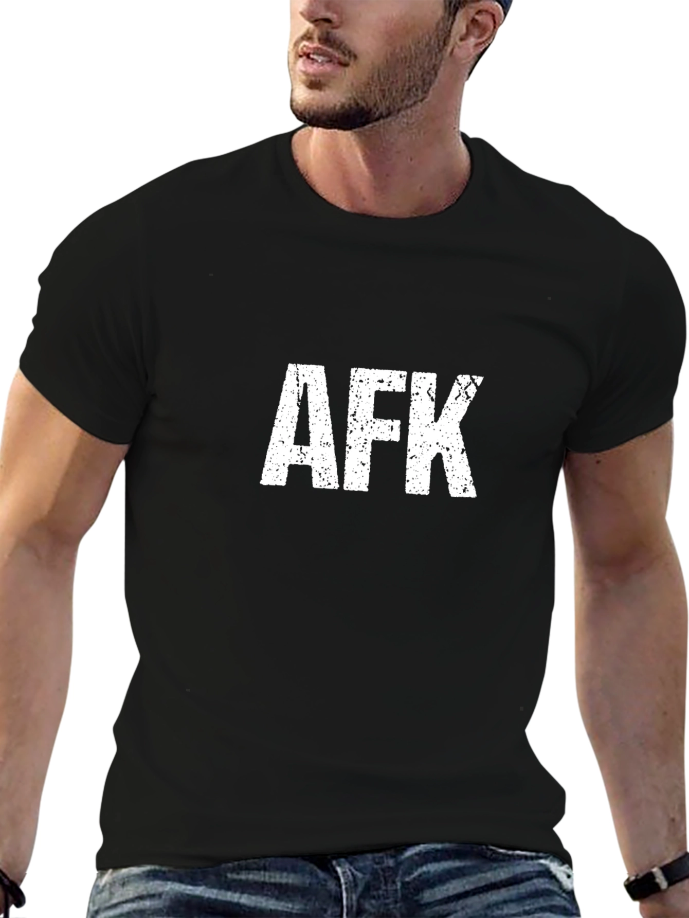 AFK Graphic Tee - Black Cotton Casual Shirt